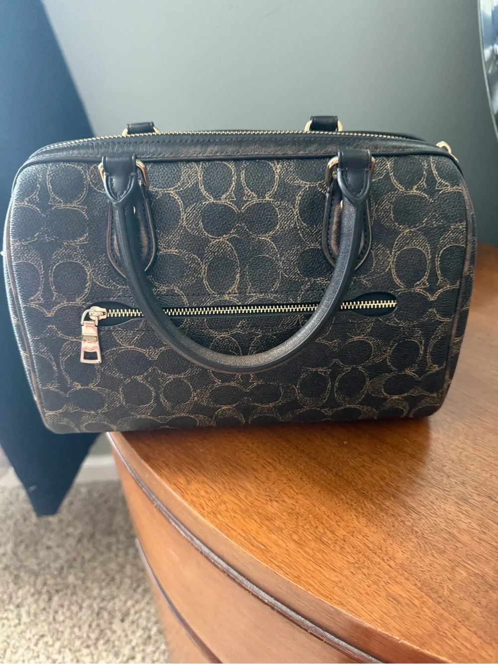 Coach Rowan loved signature canvas with Gold Hardware